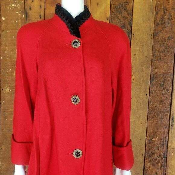 Joffeld Red & Black Wool Coat - Picture 7 of 10